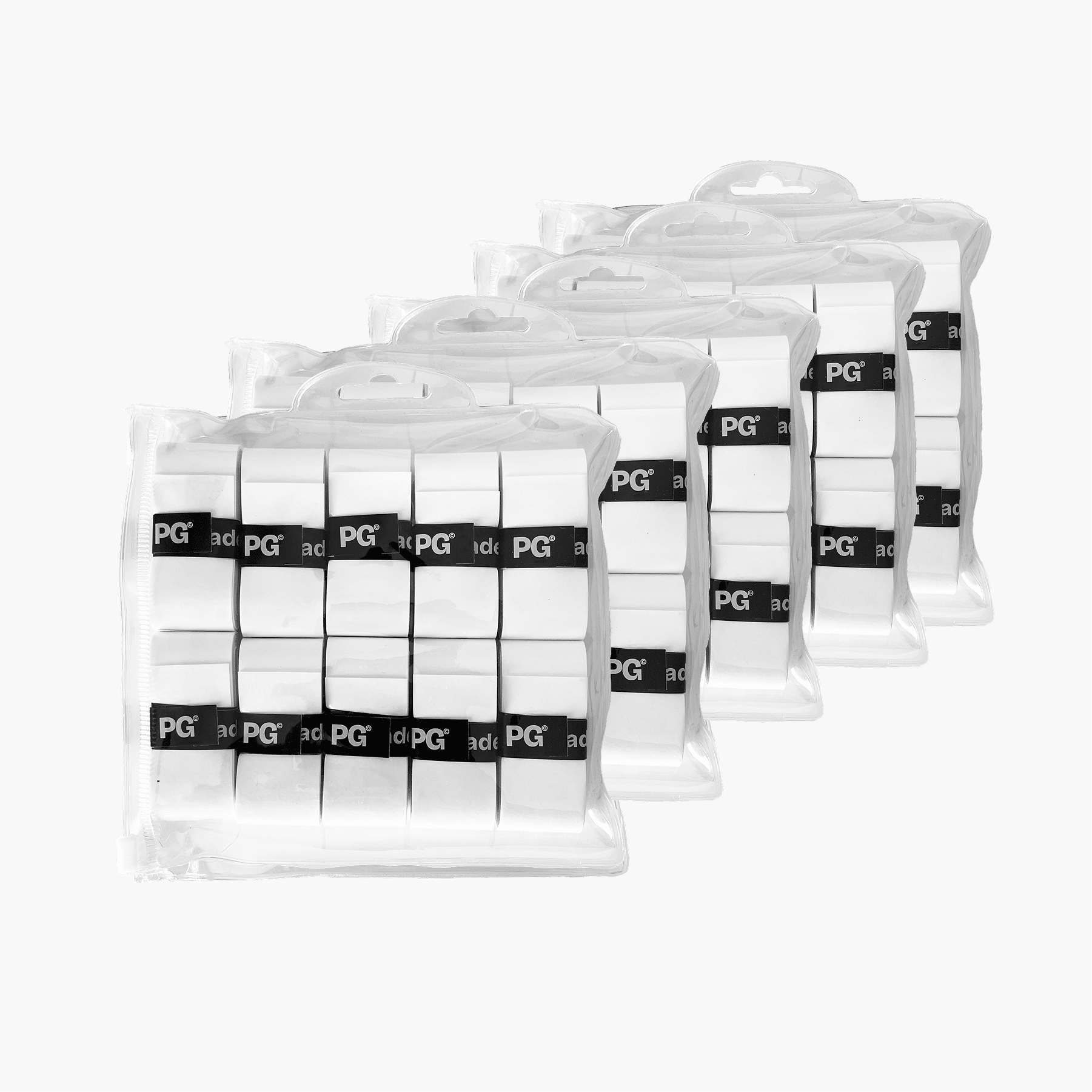 50 pack – hvide PG overgrips til padelbat fra padelgrip.dk – komfort og svedabsorbering